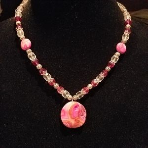 Rose and burgandy pendent necklace
